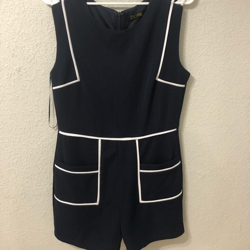 Navy Blue Sailor Style Romper